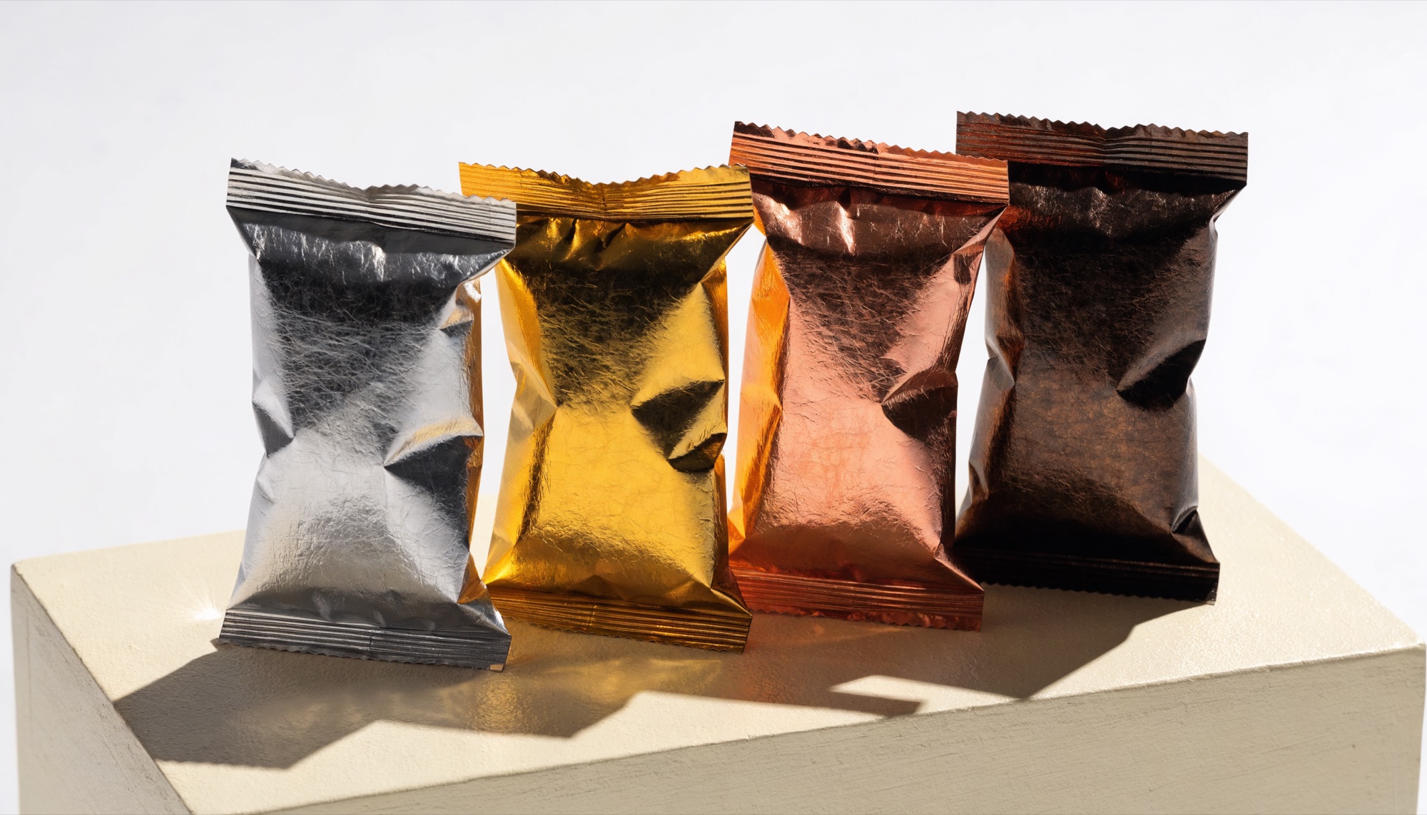 A wafer packaging range photographed in studio